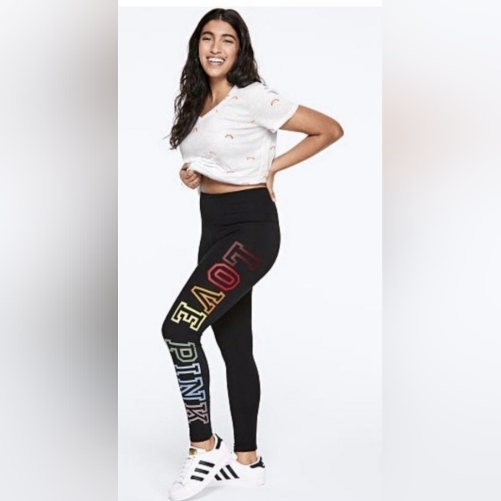 Victoria's Secret Pink VS Pink High Waisted Multicolor Logo Leggings Size XSmall